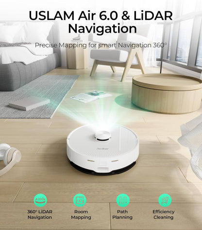 Redkey R10 Robot Vacuum, 3-in-1 Vacuum Robot with Suction Station and Mop, LiDAR Navigation, Powerful 4000Pa Suction Power, 4L Dust Bag, 90 Days Hands-Free Cleaning, Ideal for Pet Hair Cleaning