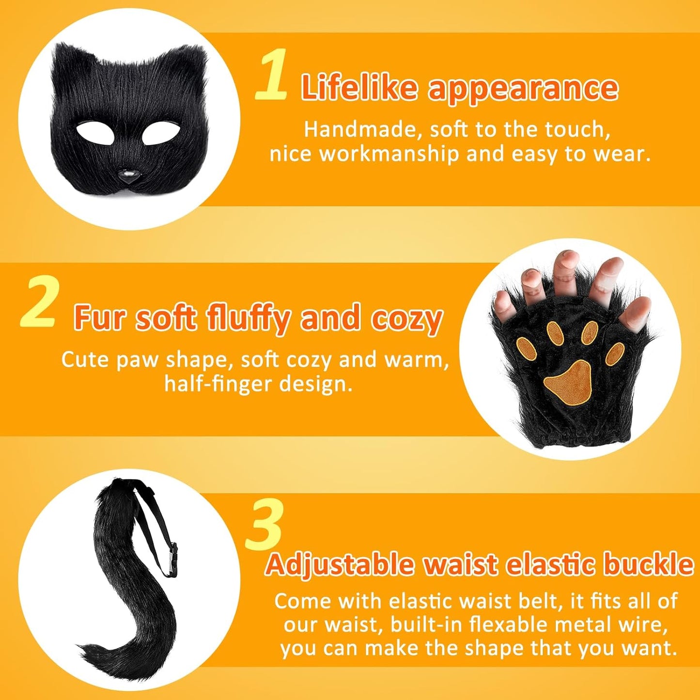 Therian Mask and Tail Set Furry Fox Mask Therian Fox Tail Halloween Set - PuriLite