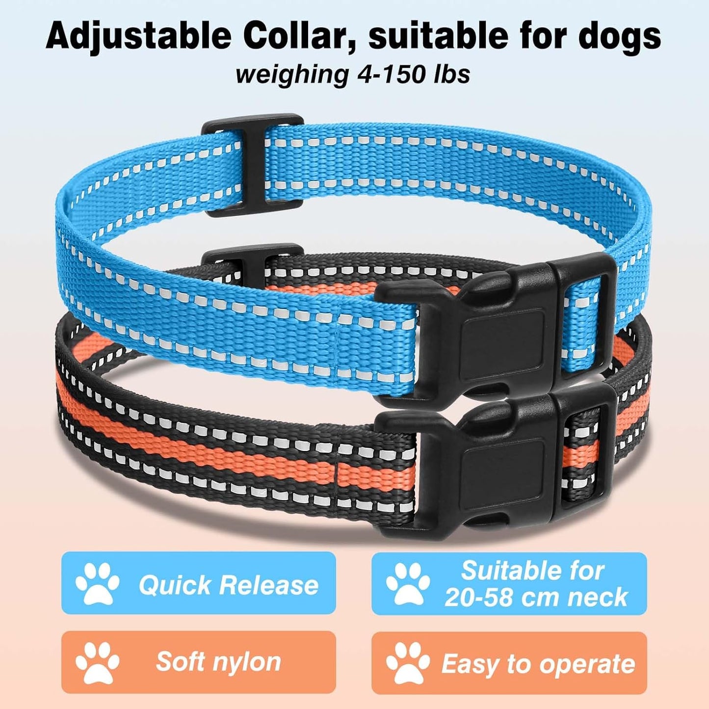 Peture Shock Collar with Remote -Long Range Control Training Collar for Dogs Rechargeable IPX7 Waterproof Dog Training Collar for Large Medium Small Dogs 3 Chanal (Pink)