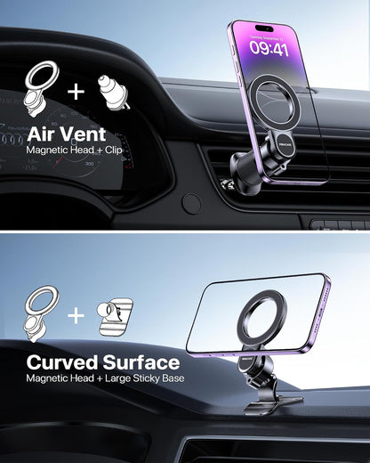 Miracase for MagSafe Car Mount【Won’t Block Vent &20 Strongest Magnets】 Magnetic Phone Holder for Car Phone Holder Mount Dash for Car Accessories for Women Men