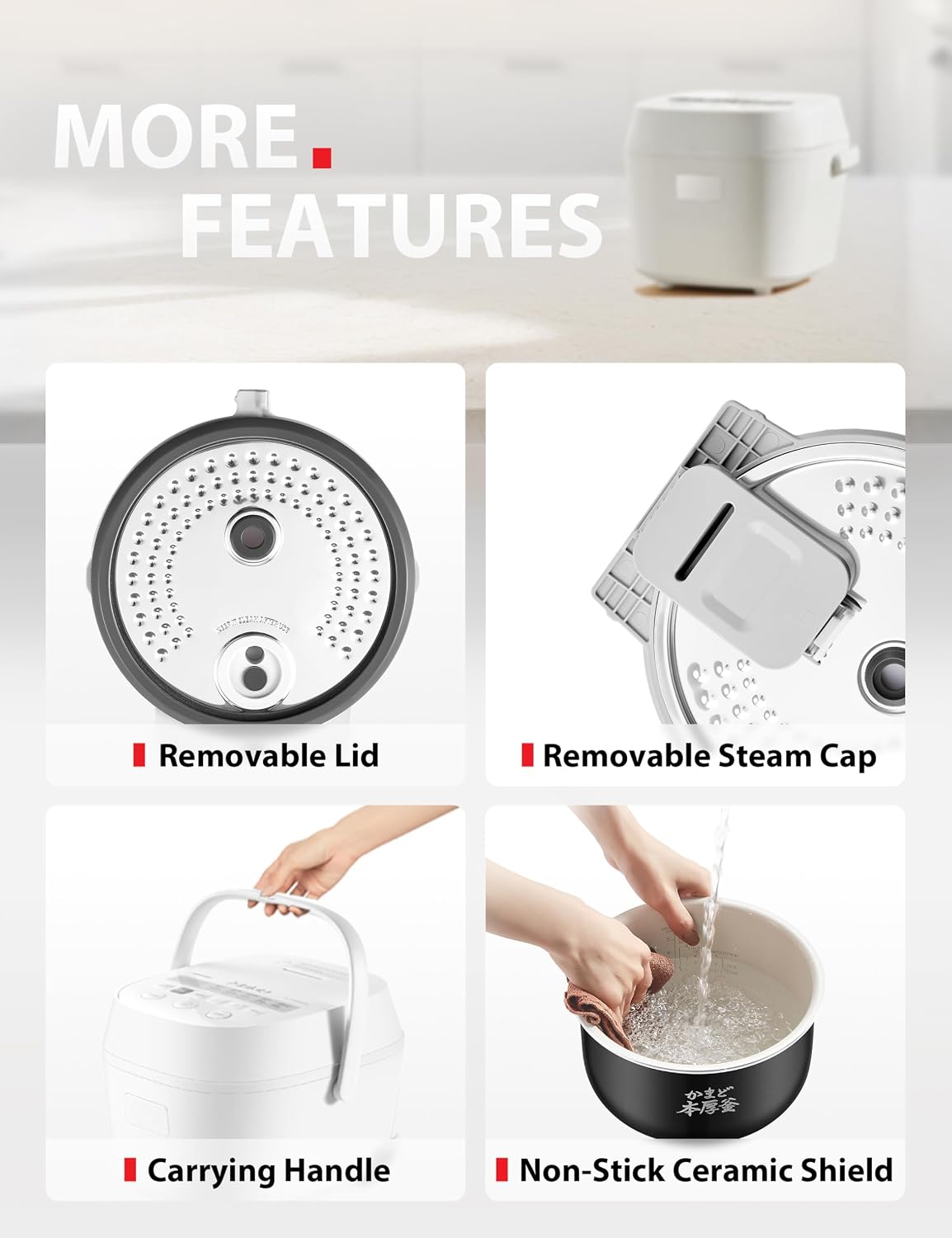 TOSHIBA Rice Cooker 5.5 Cup Uncooked – LED Display with 15 Cooking Functions, 3D Heating Technology, 24-Hr Delay Timer and Auto Keep Warm, Ceramic Inner Pot | White