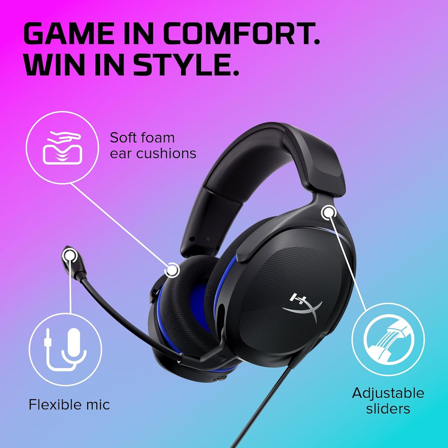 HyperX Cloud Stinger 2 Core – PC Gaming Headset, Lightweight Over-Ear Headset with mic, Swivel-to-Mute mic Function, DTS Headphone:X Spatial Audio, 40mm Drivers,Black