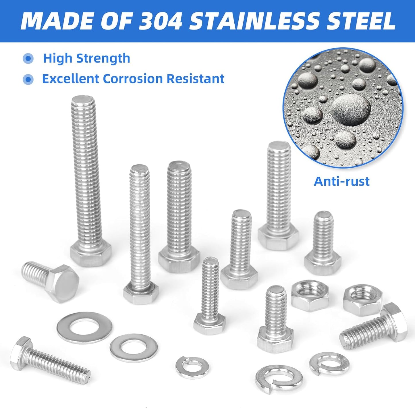 Besitu 280Pcs Metric Flange Bolt Assortment, M6x1.0, M8x1.25, M10x1.5 (12mm to 30mm) Assorted Hex Bolts and Nuts Washers Kit for Automotive, 10.9 Black Zinc Galvanized