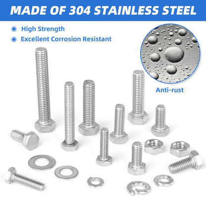 Besitu 280Pcs Metric Flange Bolt Assortment, M6x1.0, M8x1.25, M10x1.5 (12mm to 30mm) Assorted Hex Bolts and Nuts Washers Kit for Automotive, 10.9 Black Zinc Galvanized