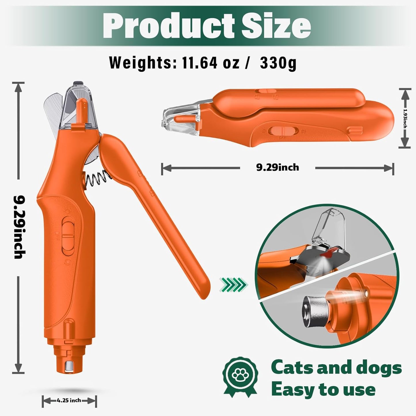 CATPICK 2-in-1 Cat Nail Clippers & Dog Nail Clippers Trimmers for Large Medium Small Dogs Cats Claw Trimmer Quick Sensor and Safety Guard USB Rechargeable with 2 LED Lights Dogs Nail Trimmer