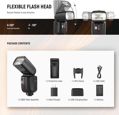 NEEWER Z880-C 2.4G 76Ws TTL Camera Flash Speedlite Compatible with Canon, Upgraded UI, Adjustable Modeling Lamp, TTL/M Quick Switch TCM Key, 1/8000s HSS 7.4V/2600mAh Battery 480 Full Power Flash