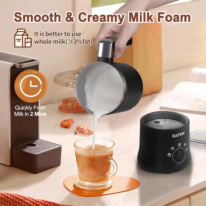 Milk Frother Electric Milk Steamer - 5 in 1 Coffee Frother 350ml Automatic Frother Hot & Cold Foam Maker and Milk Warmer Dishwasher Safe & Silent Working for Coffee,Latte,Cappuccino,Hot Chocolate
