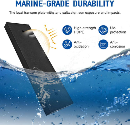 Transducer Mounting Board, Boat Transom Mounting Plate for Fish Finders & Transducers, 12" X 3.5" X 3/4", Transducer Mount Block Hardware Kit, Universal, Marine-Grade, Black, 1 Pack