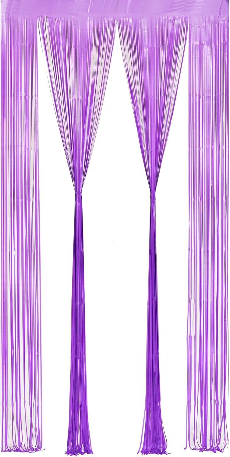 BRAVESHINE Pink Glitter Tinsel Foil Fringe Curtain - 2 Pcs 3.2x8.2 ft Metallic Party Supplies Photo Backdrop for Girl Princess Birthday Unicorn Bachelorette Butterfly Bridal Shower Party Decorations