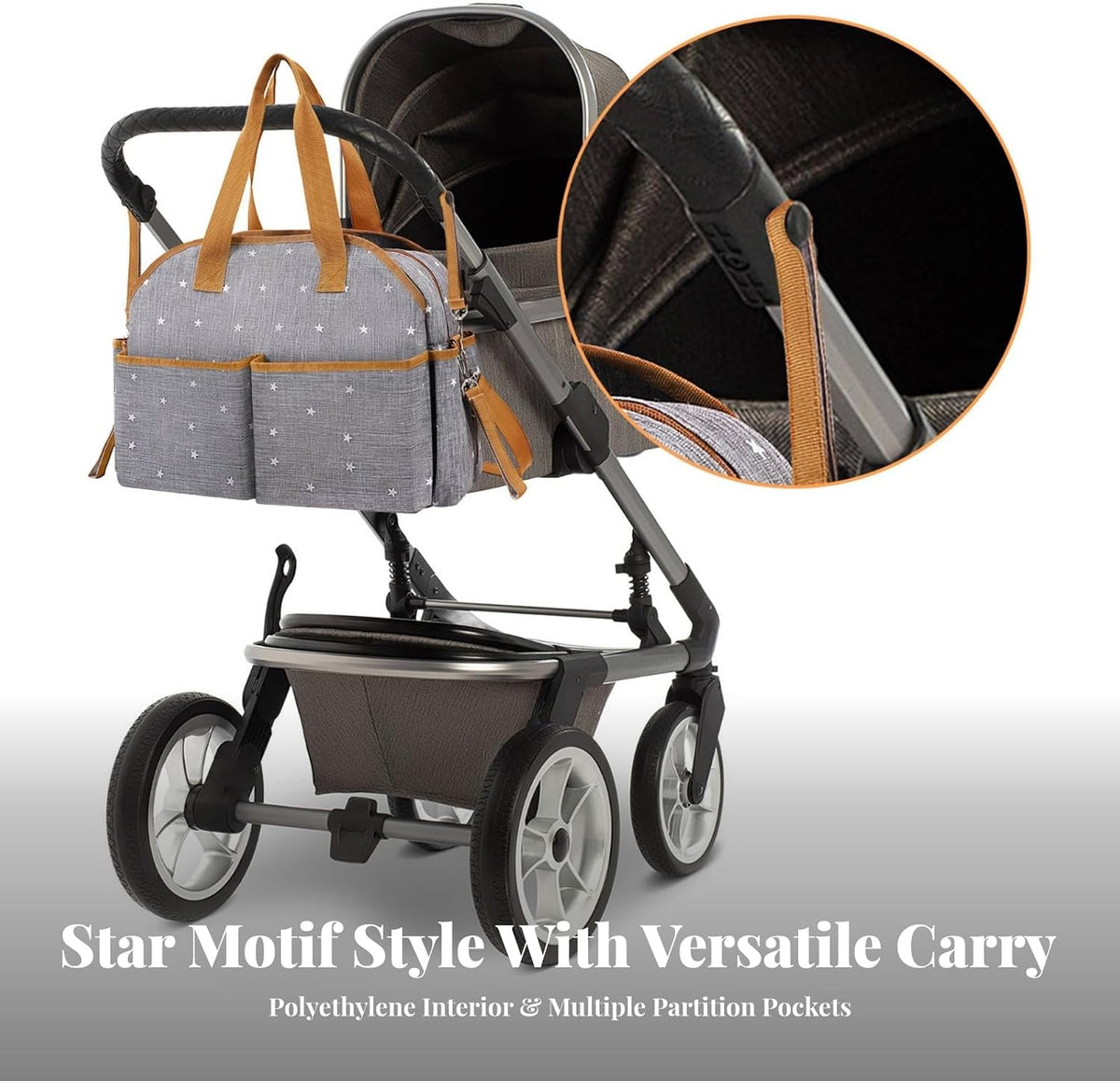SM SunniMix Waterproof Maternity With Structured Design Contrast Trim And Wipe Clean Exterior For Organizing Supplies Suitable For Travel Pushchair Use, Gray