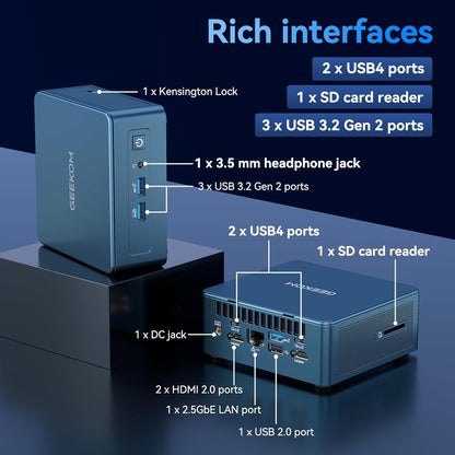 GEEKOM IT13 2025 Mini PC 2025 Edition with 13th Gen Intel i9-13900HK, NUC 13 Mini Computers(14C/20T), 32GB RAM&1T M.2 2280 NVMe Gen4*4 SSD, Windows 11 Pro/Wi-Fi 6E/Bluetooth 5.2/USB 4.0/2.5G LAN