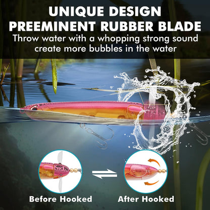 TRUSCEND PoPobait with BKK Hooks, Top Water Plopper Fishing Lures for Bass Walleye Pike Catfish Musky Perch, Floating Lure for Freshwater or Saltwater, Amazing Teasers Fishing Gifts for Family Fishing