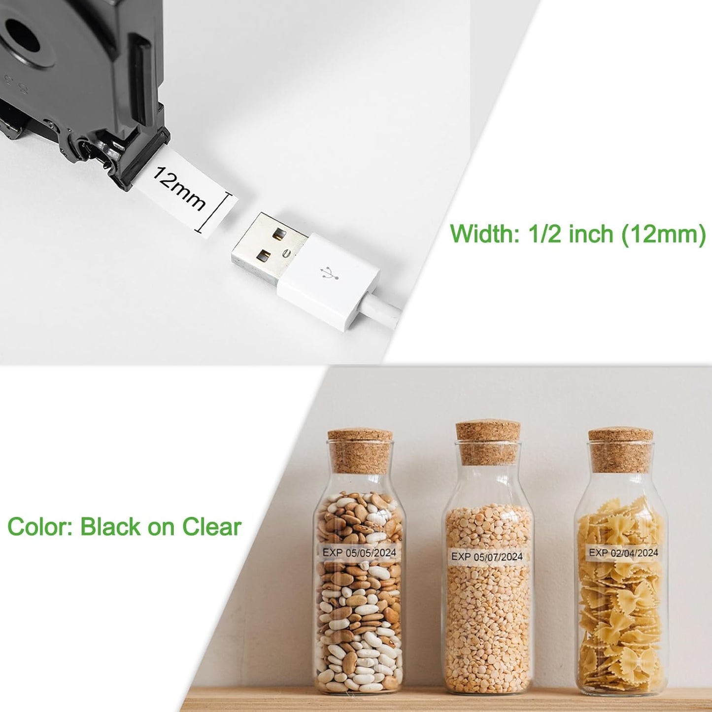 5 Pack Compatible with Brother Label Maker Tape P Touch TZe TZ Tape 12mm 0.47'' Laminated White TZe-231 TZ 231 Label Tape for Brother P-Touch PT-H110 PT-D210 PT-D600 PT-D400AD PT-1290