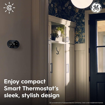 GE CYNC Smart Thermostat, Programmable Wi-Fi Thermostat, Works with Alexa and Google Home, Black, Medium