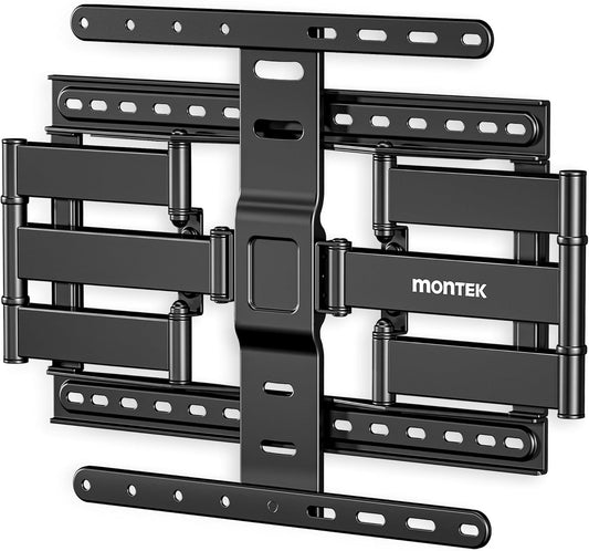 monTEK Ultra Slim TV Wall Mount for Most 37-75 inch TVs, 1.1" Thin Low Profile TV Bracket, Full Motion TV Mount Dual Swivel Articulating Tilt 6 Arms, Max VESA 400x400mm, Up to 132lbs, 16"/18" Studs
