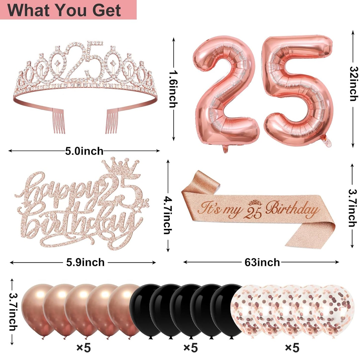 40th Birthday Decorations for Women,32pcs 40th Birthday Party Decorations,Including Backdrop, Crown,Sash,banner, Hanging Swirl,Cake Topper,balloons,Paper Fans,Anniversary Card and paper fans