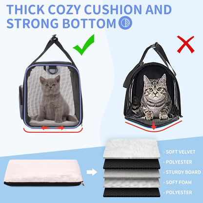 Fostanfly Cat Carriers for Large Cats 25 lbs, Dog Carriers for Small Dogs, Pet Bag for Medium Puppy Under 25lbs Travel Bag with Big Pocket,4 Ventilated Windows, 3 Doors