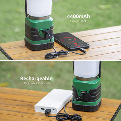 Lepro Rechargeable LED Camping Lantern, 1000LM Camping Light, 4400mAh Battery, 4 Modes Waterproof Tent Lamp for Emergency, Power Outage, Hurricane Survival Gear, USB Cable Included