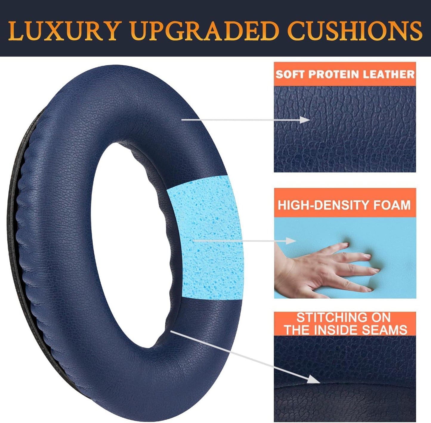 SoloWIT Earpads Cushions for Bose Headphones, Replacement Ear Pads for Bose QuietComfort 15 QC15 QC25 QC2 QC35/Ae2 Ae2i Ae2w/SoundTrue & SoundLink Around-Ear Series - QC25 PL Black&Blue