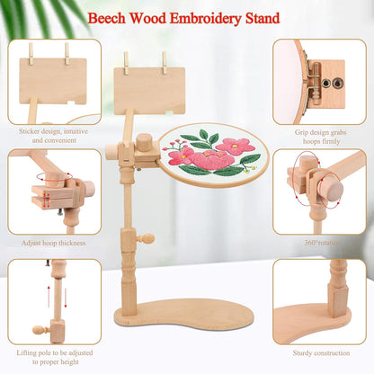 Purilite Select Adjustable Beech Wood Embroidery Hoop Stand