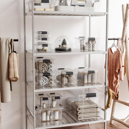 Superio Storage Bins with Lids- 3 Pack, 1.85 Qt Clear Boxes for Organizing, Stackable Plastic Containers- BPA Free, Non-Toxic, Odor Free, Organizer for Home, Office, Dorm