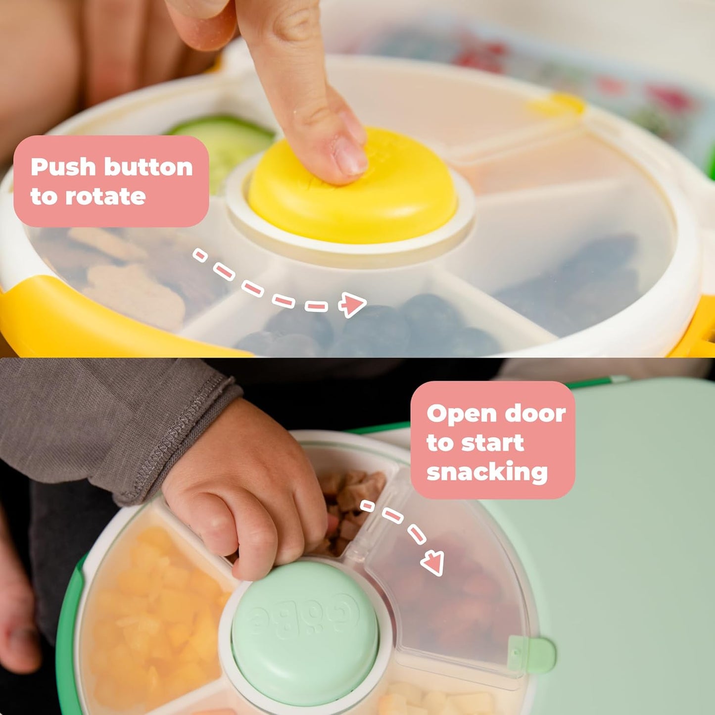 GoBe Kids Lunchbox - Reusable Snack Container with 5 Compartment Dispenser and Lid | BPA and PVC Free | Dishwasher Safe | No Spill, Leakproof