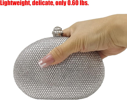 HUANG ZHUANG Egg Shape Crystal Clutch Purse Rhinestone Evening Bag for Women Party Wedding Cute Handbag
