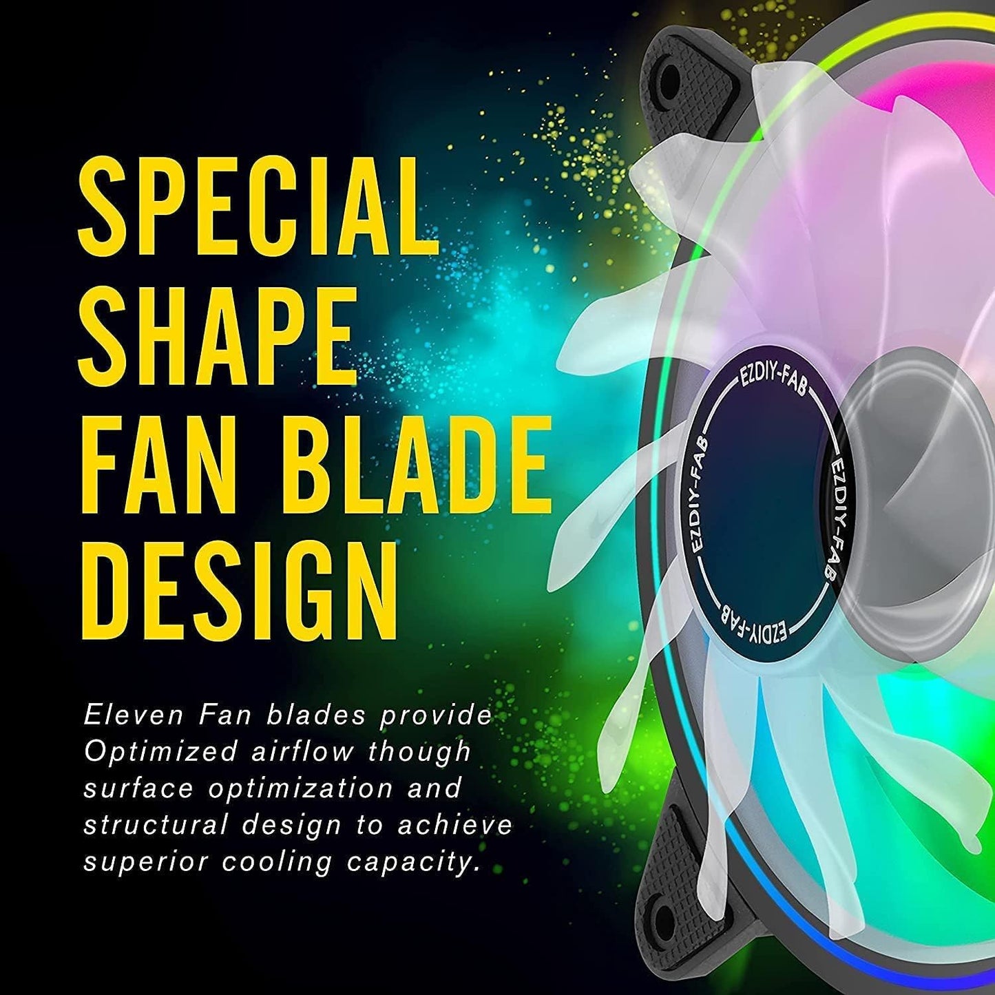 EZDIY-FAB White Moonlight 120mm RGB Case Fan with Fan Hub X and Remote,Motherboard Aura SYNC,Speed Control,Addressable Fan for PC Case-3 Pack