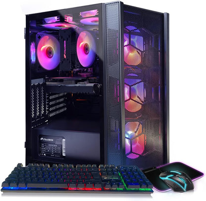 STGAubron Gaming Desktop PC, Radeon RX 590 8G GDDR5, Intel i7 Xeon E5 2.5G up to 3.3G, 32G DDR3, 1T SSD,600M WiFi, BT 5.0, RGB Fan x 6, RGB Keyboard & Mouse & Mouse Pad, W10H64