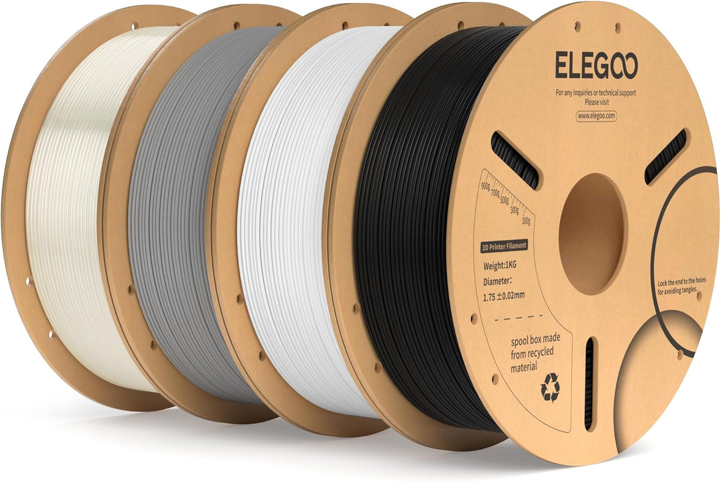 ELEGOO PLA+ Filament 1.75mm Black 4KG, PLA Plus 3D Printer Filament, Dimensional Accuracy +/- 0.02 mm, Tough & High Strength, Fit for Most FDM Printers(1KG/Spool, 2.2 lbs)