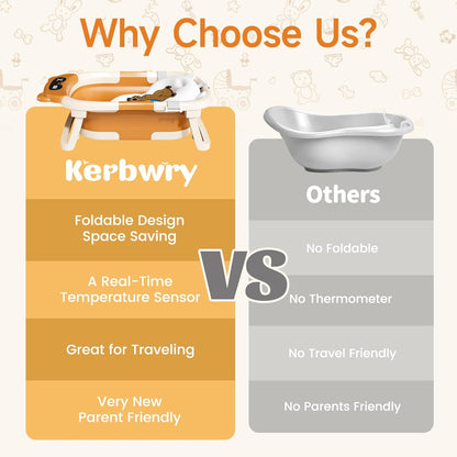 Kerbwry Baby Bathtub for Newborn to Toddler, Baby Bath Tub with Soft Towel and Floating Cushion, Baignoire Pour Bébé, Shower Essentials for Newborn (0-18 Months) Grey