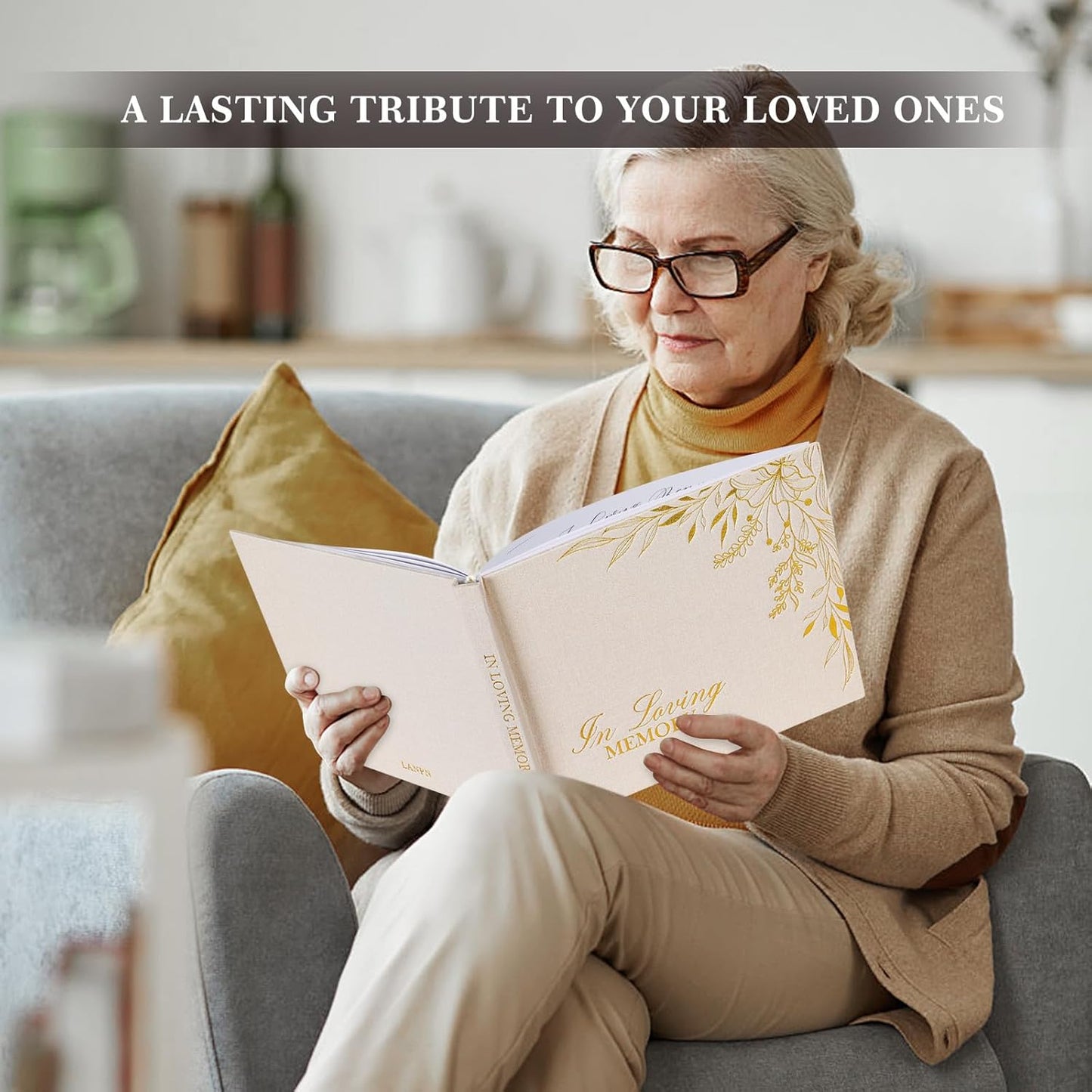 Lanpn Funeral Guest Book for Memorial Service, Linen in Loving Memory Registry Guest Book, Funeral Favors Sign in Books for Guests Celebration of Life Memory Book for Funeral with Table Sign, Black