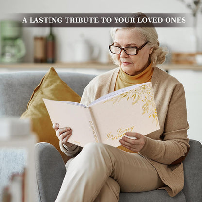 Lanpn Funeral Guest Book for Memorial Service, Linen in Loving Memory Registry Guest Book, Funeral Favors Sign in Books for Guests Celebration of Life Memory Book for Funeral with Table Sign, Black