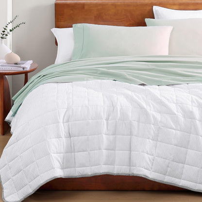 Lane Linen 100% Organic Cotton Queen Sheet Set, 4-Piece Percale Bed Sheets for Queen Bed - Soft, Breathable, Hypoallergenic, Deep Pocket Fits Mattress Up to 15" Deep, Hotel Quality Sheets - White