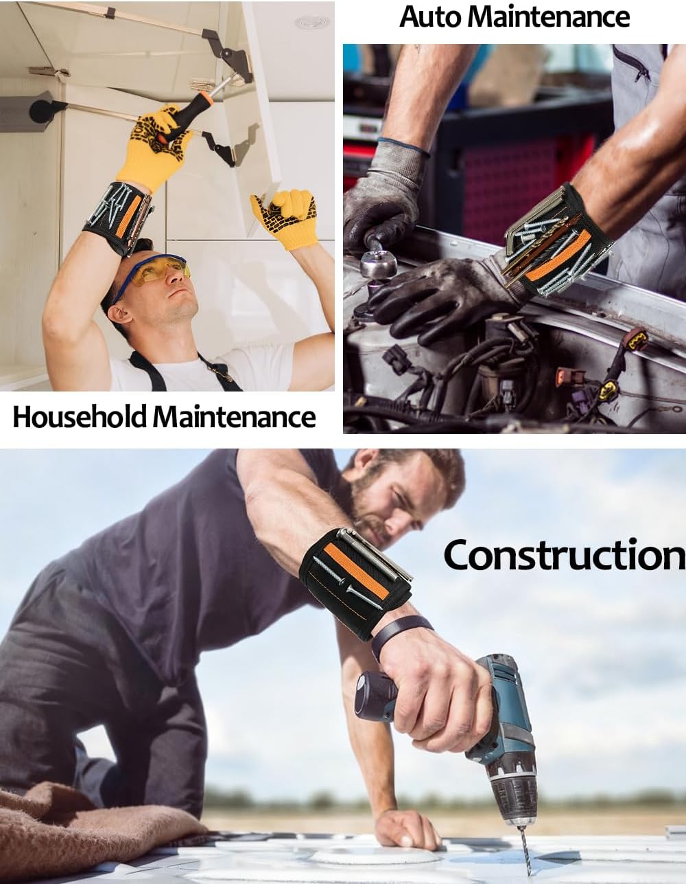 Super Strong Magnetic Wristband with Tool Pouch – DIY Tool Holder Bracelet for Men (Tools Not Included) - PuriLite