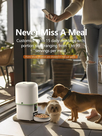 Yuposl Automatic Cat Feeder with Camera, 5G WiFi Cat Food Dispenser App Control 1080 HD Video with Night Vision, 4L Automatic Dog Feeder, Desiccant to Keep Dry Food Fresh, White