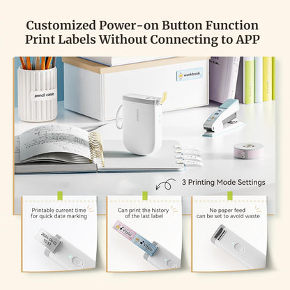 NIIMBOT D110 Mini Label Maker Machine with Tape(Pre-Cut Size 12x40mm), Portable Bluetooth Sticker Printer, Inkless Automatic Feeding One-Touch Custom Printing, Compatible with Phone Only