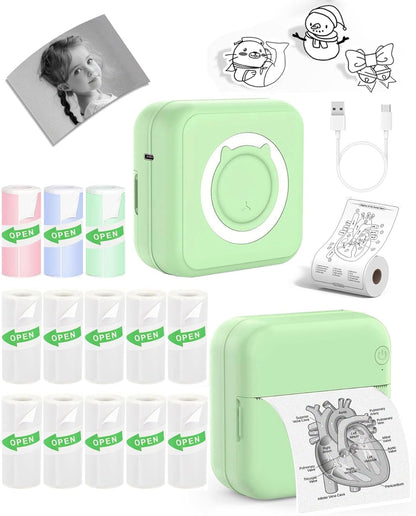 Label Maker - Mini Portable Sticker Printer with 13 Rolls Self-Adhesive Thermal Papers, Labeller Machine for Home Office Study Business Texts Journal, Blue