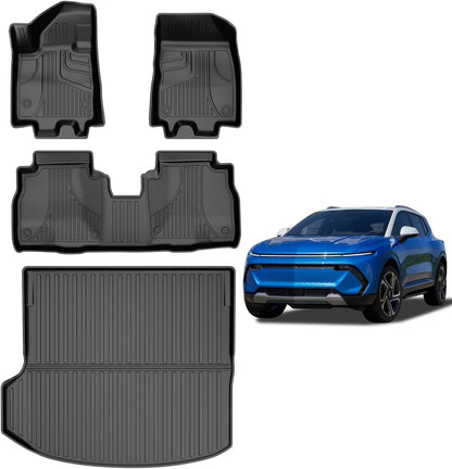 AOMSAZTO Floor Mats & Trunk Mat for 2024 2025 Chevy Equinox EV (Non Fuel),TPE All Weather Protection 2 Rows Car Floor Liners with Cargo Liner for Chevrolet Equinox EV (Non Fuel)