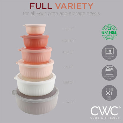 COOK WITH COLOR Prep Bowls with Lids- 8 Piece Nesting Plastic Small Mixing Bowl Set with Lids (Teal Ombre)