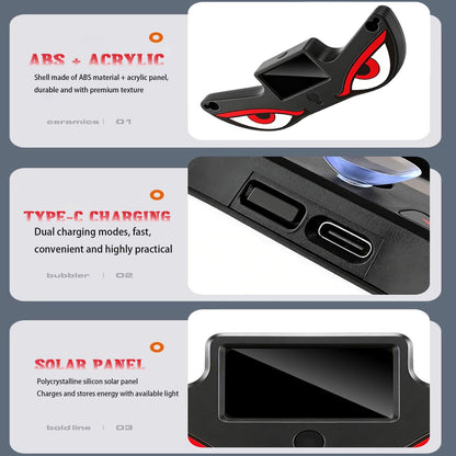 Solar Demon Eye LED Car Wireless Window Light, Eye Light for Windshield Suction Cup Dynamic Windshield Ambient Lamp Solar and USB Powered Lights for SUV, Truck,Van,RV(Red/WhiteEye/Nighttime use)