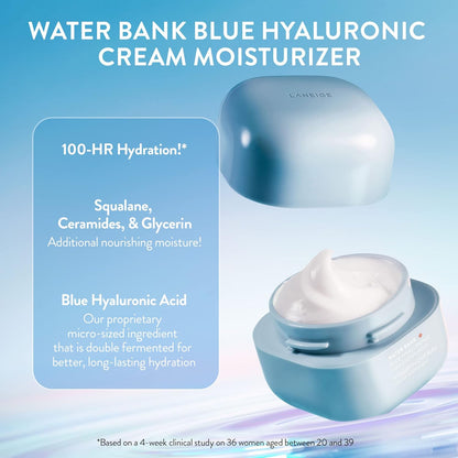 LANEIGE Water Bank Blue Hyaluronic Cream Moisturizer: Hydrating Korean Face Cream with Squalane & Ceramide for Skin Barrier Support, Dermatologist-Tested