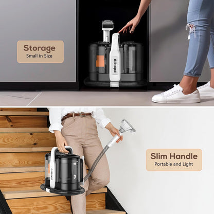 Ailltopd Portable Carpet & Upholstery Spot Cleaner, Powerful Suction and Spot Remover, Deep Stain Cleaning for Carpet, Pets, Stairs, Car Seat, Couch, with Dual Size BrushHead and Cleaning Solutions