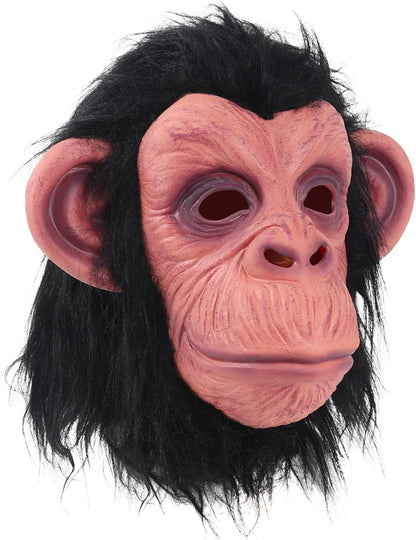 Black Chimp Mask Latex Full Head Mask for Halloween Costume Party Monkey Animal Mask