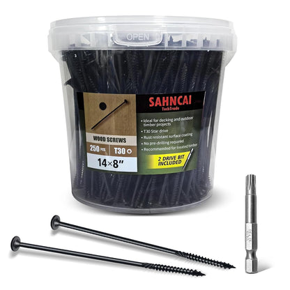 Wood Screws #14 x 6 Inch, Deck Screws 50Pcs,T30 Star Drive Outdoor Screws, Rust Resistant Timber Screws for Timber/Log/Landscaping Wood (#14 x 6)