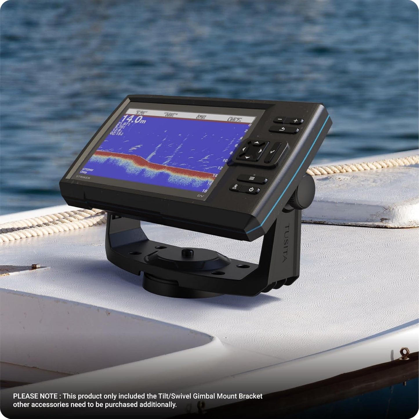TUSITA Fish Finder Tilt/Swivel Gimbal Mount Bracket and Knobs Compatible with Garmin Striker 5cv 5dv 7cv 7dv 7sv,Vivid 5cv 7cv 7sv,ECHOMAP UHD2 5" 7" cv 010-12439-01