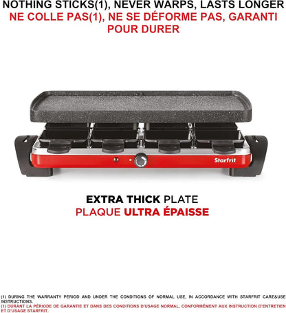 Starfrit The Rock Electric Raclette - 8 Person Party Grill - 8 Spatulas - Reversible Plate - 1500W