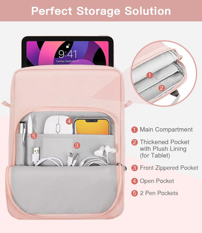 MoKo 13.3-14 Inch Laptop Sleeve Bag Fits MacBook Pro M3/M2 14" 2023, MacBook Pro 13" M2, New MacBook Air 13.6" M3/M2 2024/2022,Tab S8 Ultra 14.6",Handle Carrying Case with Shoulder Strap, Black & Gray - PuriLite