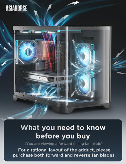 AsiaHorse AMICI-5GT RGB PC Fans, Infinity Mirror ARGB Fans HDB Bearing Fan Speeds Up to 1800 RPM with 24 LED Lights, Forward Blade Fan Compatible Motherboard Aura SYNC (Reverse Blade, 3_Pack_Black)