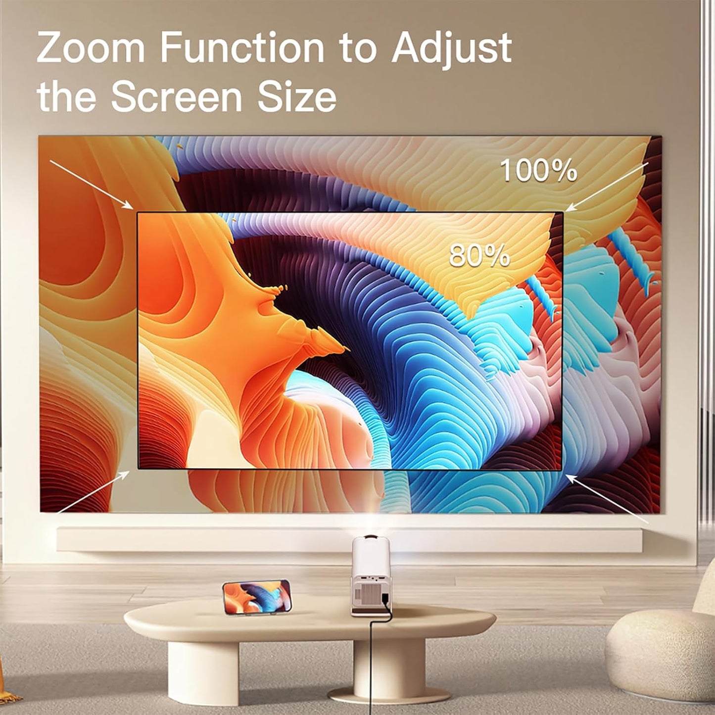 Mini Projector with WiFi and Bluetooth Built-in Android 11, 1080P 4K Support Portable Projector LYNCAST 180°Rotatable Upgrade HY300pro+ Projector for Home,Outdoor Use OptiBarrel 005